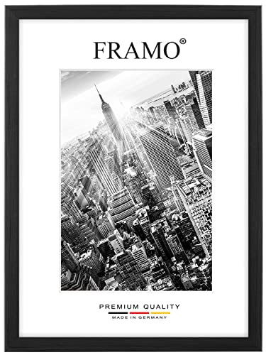 Marco de fotos FRAMO de madera 76 x 27 cm a medida - Pino negro | Tamaño seleccionable | incl. cristal acrílico antirreflejos | Marco para rompecabezas | Foto | Póster