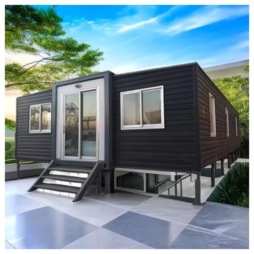 Casita prefabricada ampliable, resistente a la intemperie, al viento, anticorrosión, 1 baño, 2 dormitorios, 1 cocina, para familias pequeñas, casita 3 en 1 de patio trasero (2 dormitorios), 6,1 metros