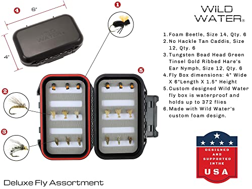 Wild Water Deluxe Fly Fishing Combo Starter Kit, 7-Foot Pole, 4-Piece Fly Rod Kit, 3/4 Weight, Fishing Accessories, Includes Die Cast Aluminum Reel And Hard Tube Case With Pouch, Fly Box And Flies #TOP5