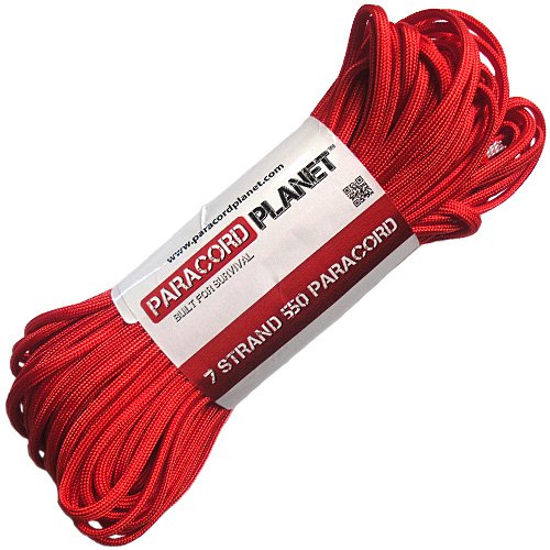 Paracord Planet 550lb 50 Foot Hank Imperial Red Parachute Cord. Also known as paracord rope, parachute rope, utility cord, tactical cord, and military cord. USA made to provide durability and strength