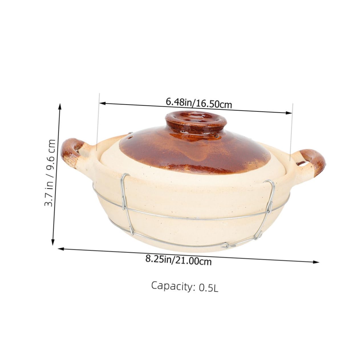 NUOBESTY Juego de 2 Cazuelas de Barro con Tapa y Mango, Distribución Uniforme del Calor y Agarre Seguro, Ideales para Cocinar Guisos y Sopas en Casa