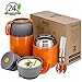 Produktbild XIAPIA Thermobehälter 500 & 700ml | Edelstahl Warmhaltebebehälter für Essen, Speißen, Babynahrung, Suppe, Brei, Obst, Joghurt | Thermo Speisgefäß Unterwegs | 2 Isolierbehälter im Set Orange