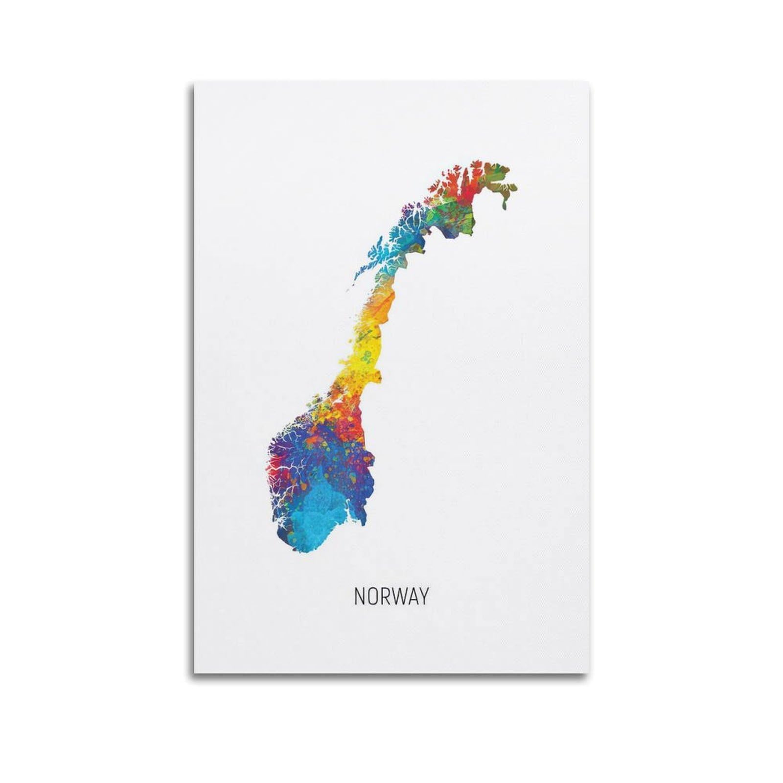 MJZLQN Map Poster Norway in Watercolor Poster Decorative Painting Canvas Wall Posters And Art Picture Print Modern Family Bedroom Decor Posters 20x30inch(50x75cm)