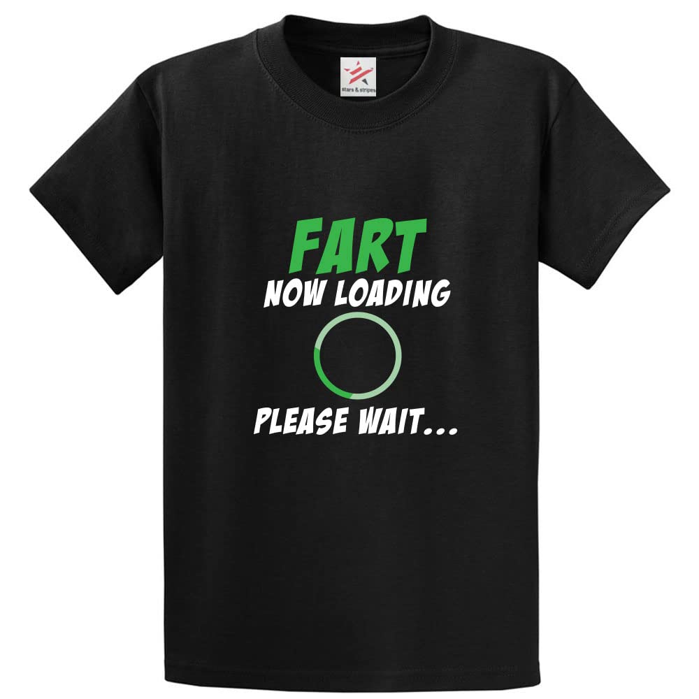 Stars and Stripes Fart Now Loading Please Wait Classic Unisex Adults Funny T-Shirt(M, Black)