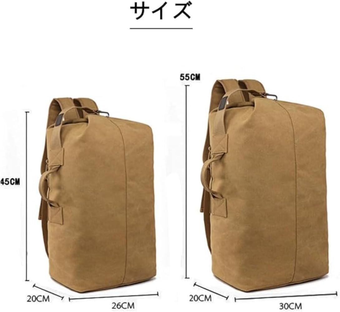 [Arfobug] アウトドアバックパック、大容量の縦型旅行バックパック、登山用キャンバスシングルショルダーレトロバケットキャンバス