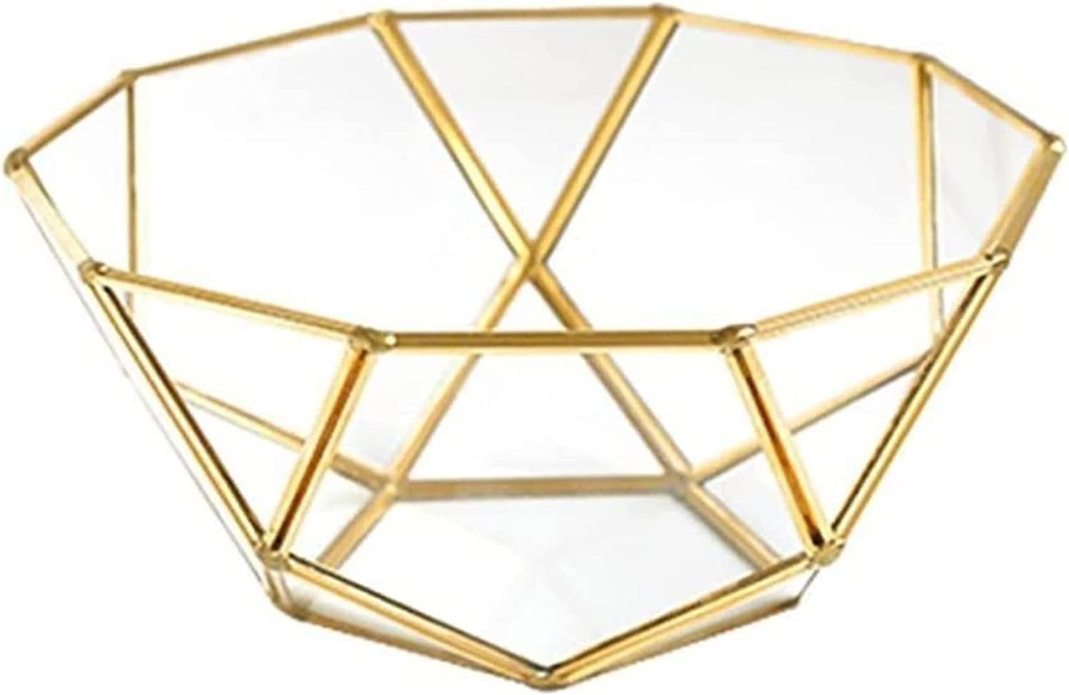Fruit Bowls Fruit tray Fruit Bowl Nordic Vintage Brass Geometric Gold Rim Hexagonal Glass Fruit Basket Storage Basket Decoration Fruit Bowls