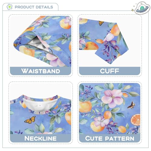 JUNZAN Sweet Fruit Butterflies Blue Kids Girls Sweatshirt Hoodie Crewneck Kids Pullover Hoodie Athletic 4T3