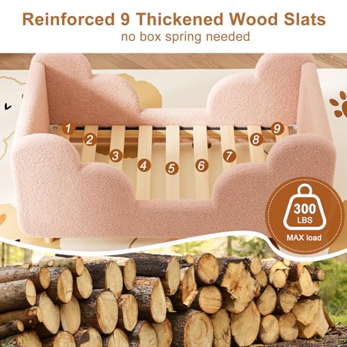 image for Meulbaty Toddler Bed Frame, Toddler Bed Upholstered, Low Profile Kids 