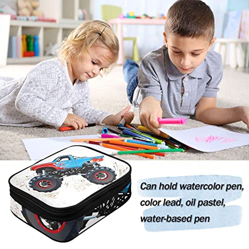 Selerdon Pencil Pen Case Monster Truck Capacity Pen Bag Large Storage Pouch Box Makeup Bag Stationery Bag School Office College Organizer #TOP4