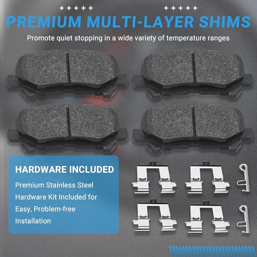 Image of Brake Pads Rear Set Compatible with Acura MDX ZDX, Honda Odyssey Pilot Automotive Replacement Rear Brakes Semi-Metallic D1281