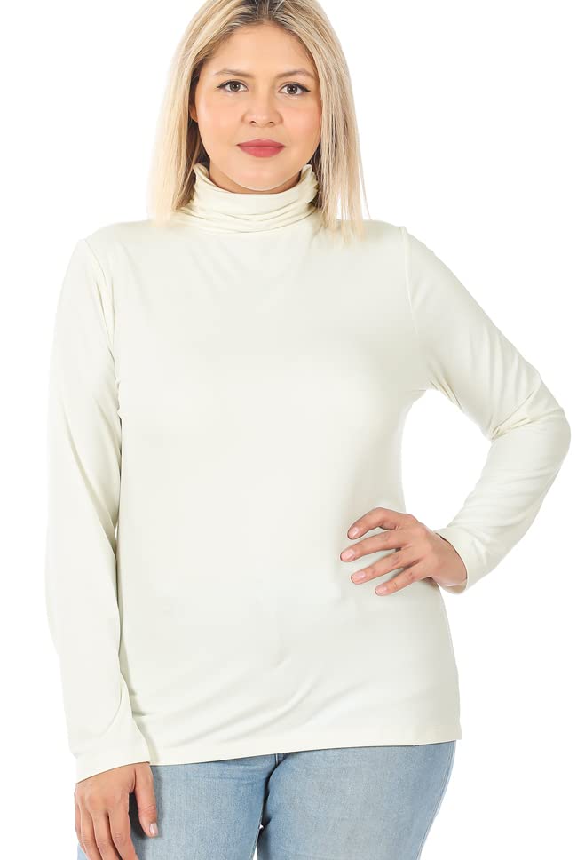 Fiercely Bella Boutique' Microfiber Mock Neck Top (3XL) Ivory