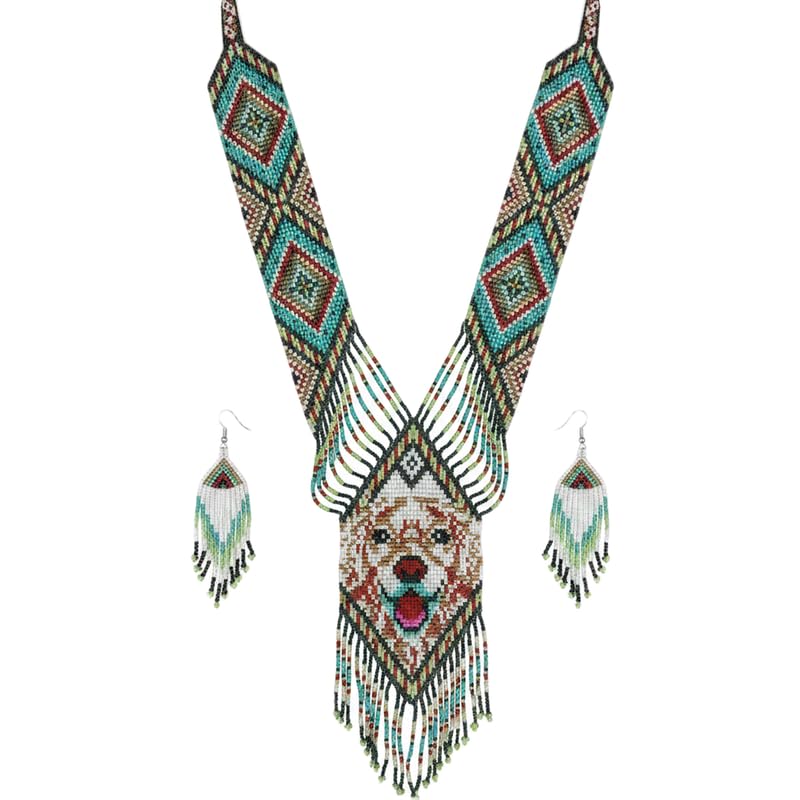 Collar Gerdan de perro ucraniano LKBEADS y pendientes de cuentas
