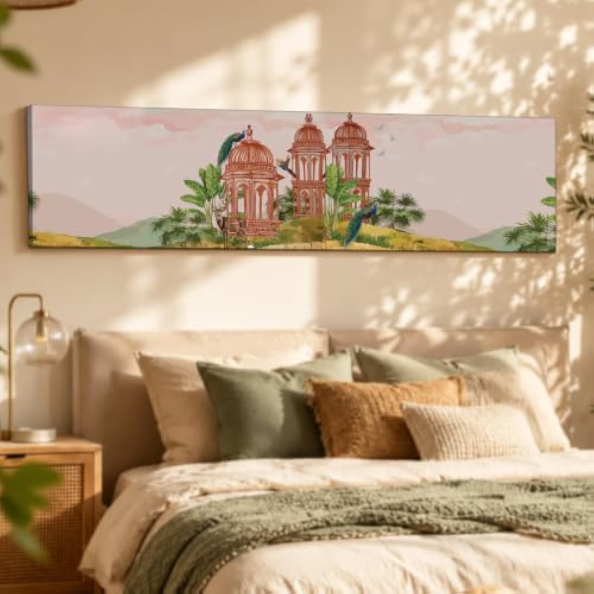 Large Stretched Canvas Painting, Indian Pichwai Print