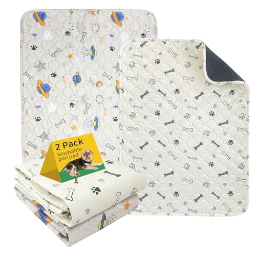 Image of Dog Mats for Floors Waterproof Absorbent and Leakproof Reusable Dog Kennel Pad Washable Pee Pads for Dogs Light Colors 2 Packs (S, 18 inch - 24 inch)
