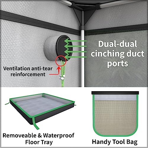 Green Hut Grow Tent 24"X24"X48" 600D Mylar Hydroponic Indoor Grow Tents With Observation Window, Removable Floor Tray And Tool Bag For Indoor Plant Growing 2X2 #TOP3