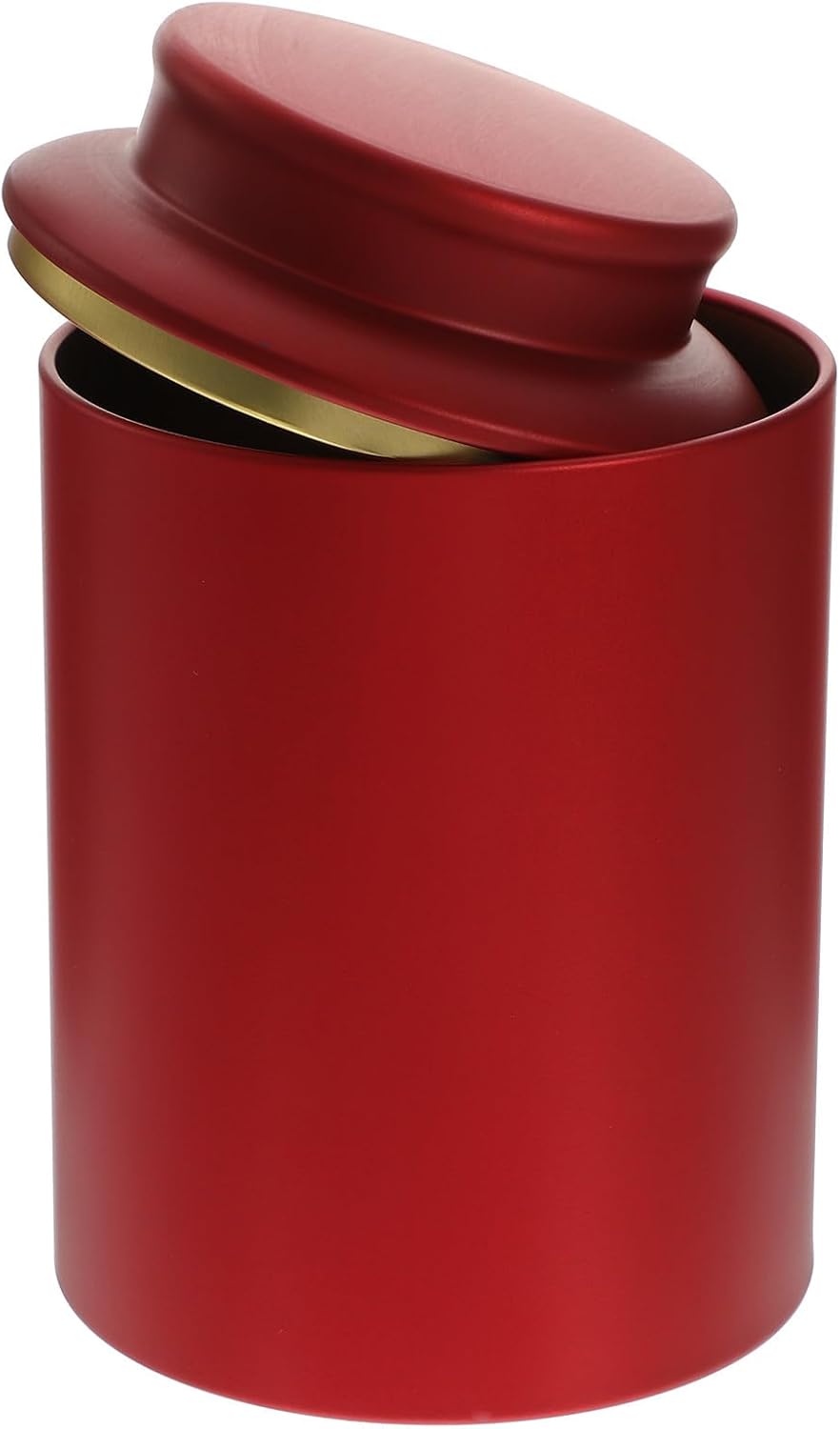Tea Storage Canister Small Red Tinplate Container with Airtight Lid Loose Leaf Tea Bag Storage Jar for Pantry Organization