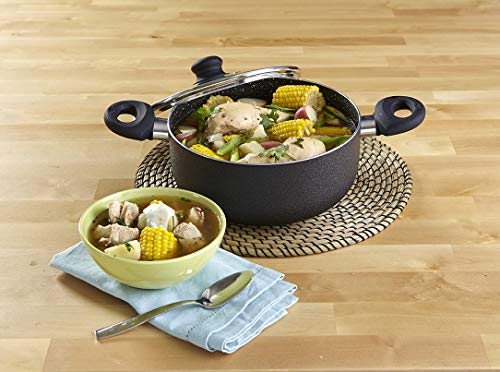 Imusa Nonstick Stock Pot With Glass Lid 4.8-Quart Cookware, Black #TOP3