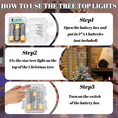 Bestpty 11 Inch Christmas Tree Star Topper 3Aa Battery Powered Christmas Tree Topper Lighted, Silver Iron Christmas Tree Star Topper, 20Led Lights, With Remote For Christmas, Party & Home(Blue Light) #TOP4