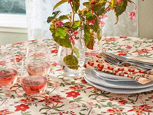 Saffron Marigold 90 Round Tropical Garden Decorative Table Cloth | Red Hibiscus Floral | Country Western Vintage Flower Print #TOP3