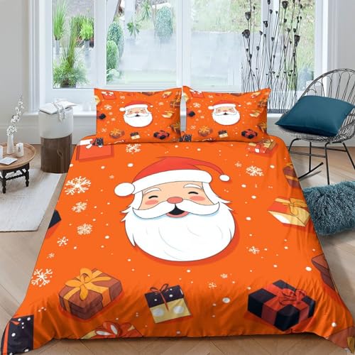 Funda nórdica de Papá Noel 3D sin arrugas con cremallera práctica para cama doble 2