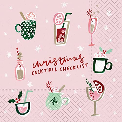 Fun Ladies Christmas Cocktail Party Napkins - 40 Ct | 2 Packs Of 20Ct Beverage Napkins | Christmas Cocktail Checklist Design #TOP22