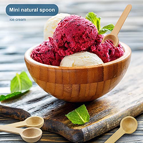 Billioteam 60 Pcs Mini 3 Inch Small Wooden Spoons,Tiny Small Natural Wooden Bath Salt Scoop Tasting Spoon For Salt Seasoning Condiment Spice Sugar Coffee Honey #TOP2