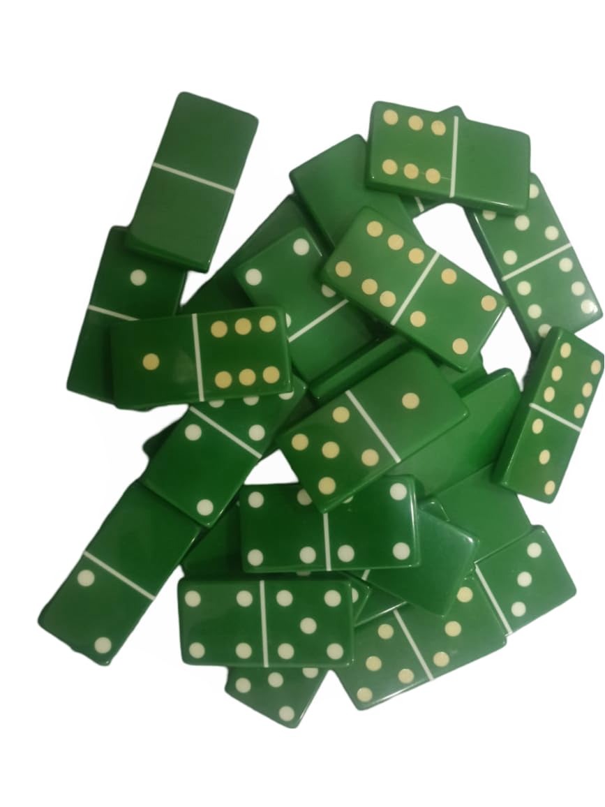 ARNCRAFT Resin Dominoes Set - 1 Pack, Games Double 6, 28-Piece Block Set, Small Blocks (Green)