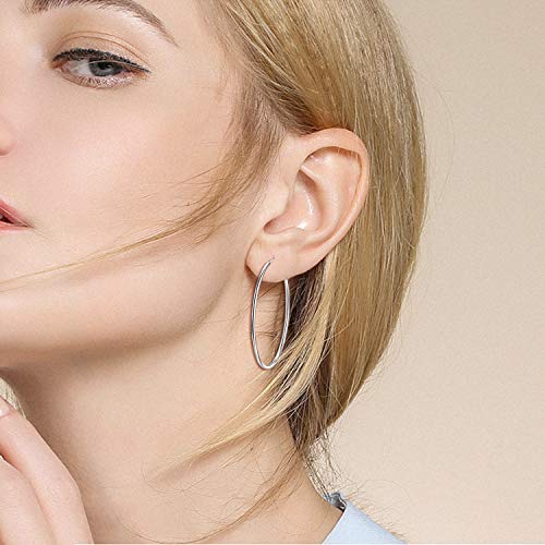 YFN Hoop Earrings Sterling Silver Polished Round Circle Endless Earrings Diameter 20,30,40,50,60,70,80mm2