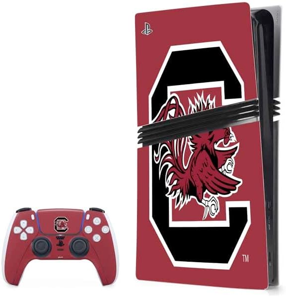 Skinit Decal Gaming Skin Compatible with PS5 Pro Bundle - Officially Licensed University of South Carolina Gamecocks Logo Red Design
