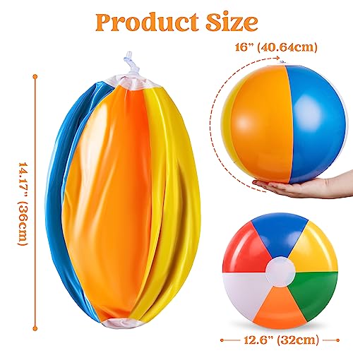 Image of JOYIN 24 Packs 16 inch Inflatable Beach Balls, Large Rainbow Beach Balls Bulk for Pool Parties, Kids and Adults Summer Pool Party Toys, Beach Toys, Party Favors(16'')