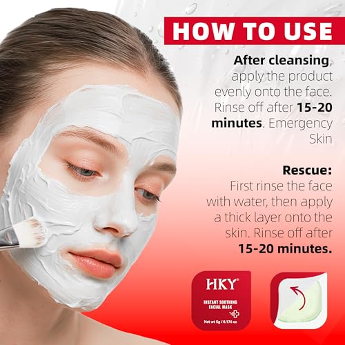 HKY Soothing and Calming Facial Mask, Hydrating & Repairing Sheet Mask for Sensitive Skin, Cooling Acne-Prone Skin Care with Bisabolol & Zinc PCA, Oil Control & Pore Refining (1 Box 12 Count) — view 6