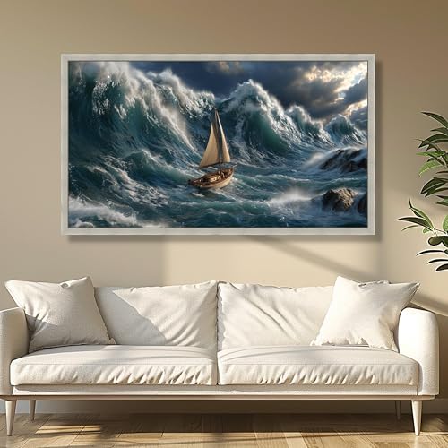 Tableau de vagues océaniques et paysage marin en 20 x 40 cm - 3