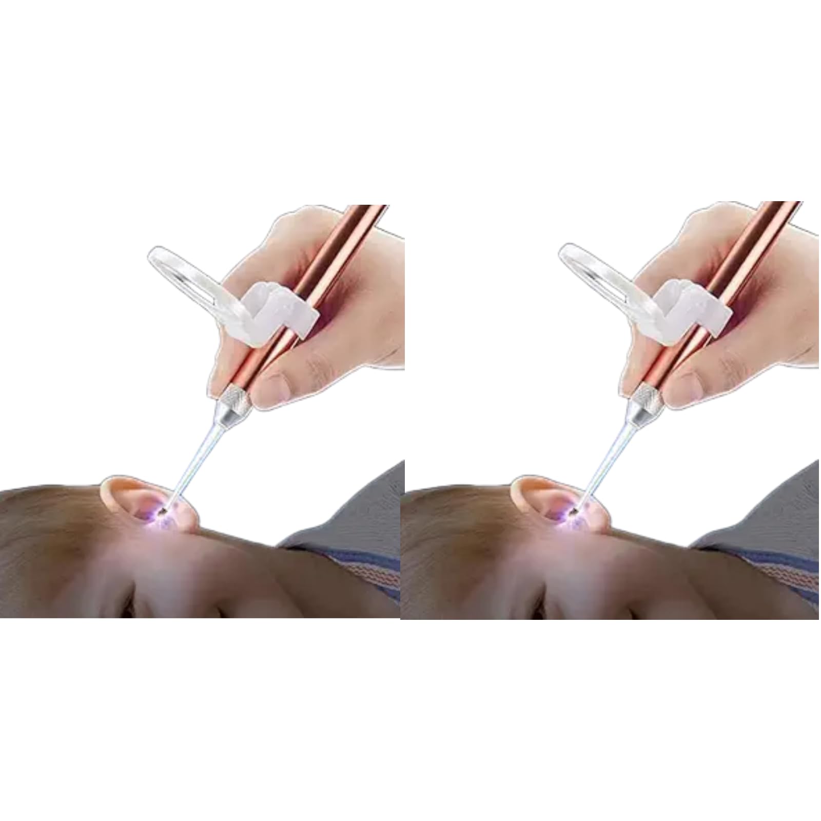 2Pcs Rose Gold Ear Wax Removal Kit Stainless Steel Ear Wax Remover with LED Lights and Magnifier Ear