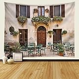 Bishilin Wandbehang Wandteppich 260x240, Wall Tapestry Nordisch Caf&eacute; unter freiem Himmel Muster Wandbehang Tuch Kinderzimmer Schlafzimmer Wohnzimmer