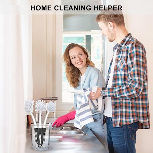 Setsail Dish Brush Set Of 3 With Bottle Brush, Dish Scrub Brush With Long Handle Deep Cleaning Handle Brush With Scraper Tip For Kitchen Sink Dishes Bottle Cup Pot And Pans Tile Lines, Black #TOP6