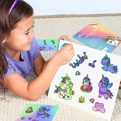 Mecolour Holographic Sticker Paper Printable Rainbow Vinyl 20 Sheets 8.5 X 11 Inches For Inkjet Printer, Dries Quickly Waterproof Sticker Paper #TOP4