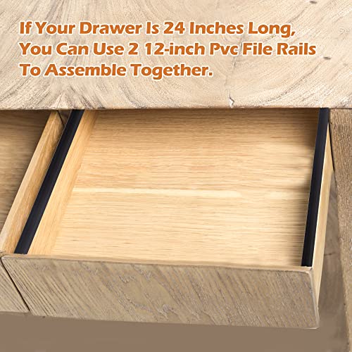 8 Pack Pvc Hanging File Rails, 12 Inch For 1/2 Drawing Sides, Black File Cabinet Rails For Letter Size, File Storage Organizer For Home Office #TOP2