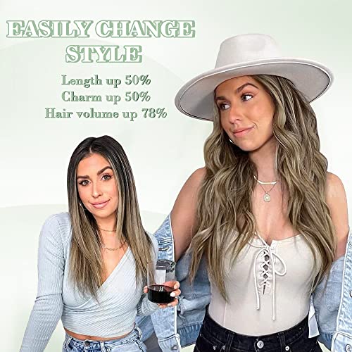 Clip in Hair Extensions 4PCS Thick Full Head Ash Brown with Highlights 20Inch Hair Extensions Clip in Curly Wavy Synthetic Hair Extension Hairpieces - Image 2