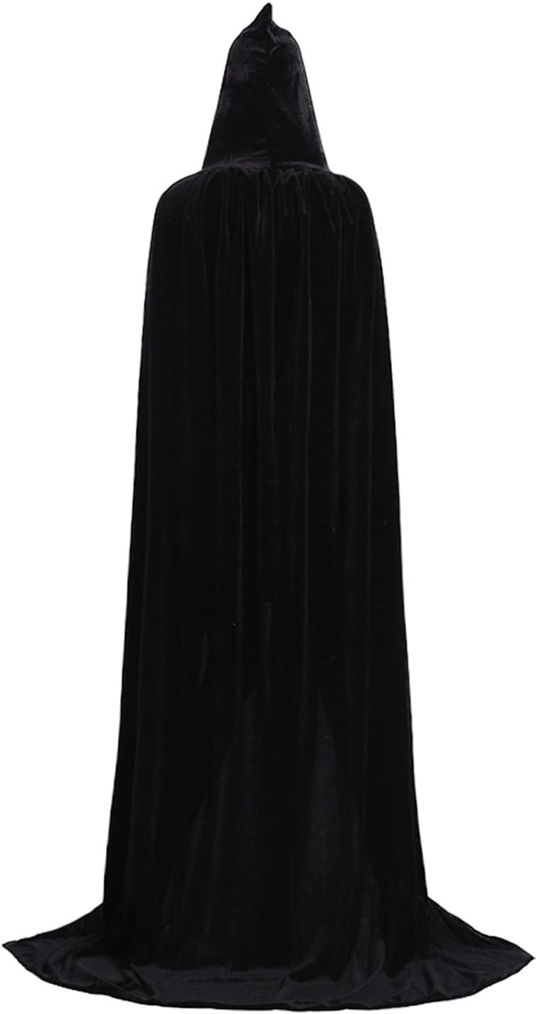 Unisex Hooded Cloak Full Long Velvet Cape for Halloween Cosplay Costumes