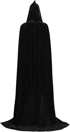 Capa con capucha unisex de terciopelo largo para disfraces de Halloween