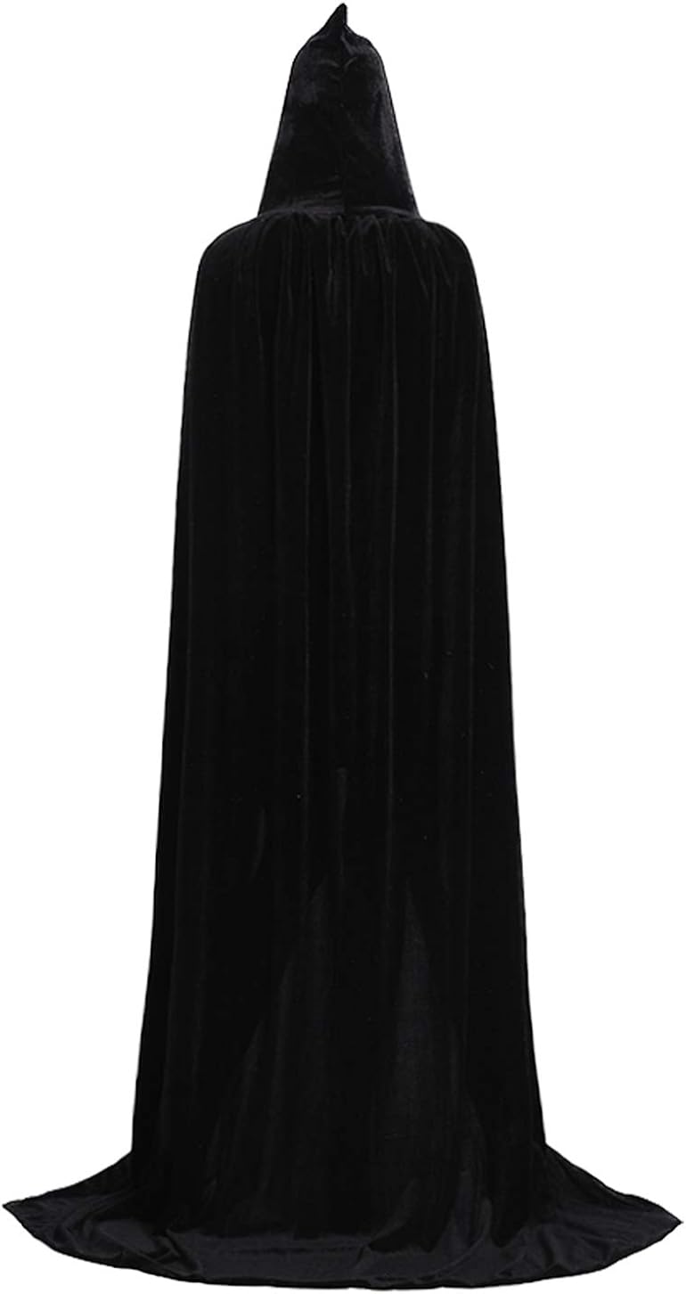 Capa con capucha unisex de terciopelo largo para disfraces de Halloween