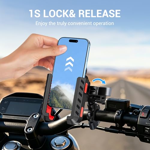 Image of EDYELL Mobile Holder for Bike,Motorcycle Phone Mount Holder, Anti-Theft, Anti-Vibration Dampener Mount,360 Adjustable for Motorcycle Bike ATV Scooter Fit 4.7 inch-7.2 inch Cellphone 12-M Warranty (YF303-A)