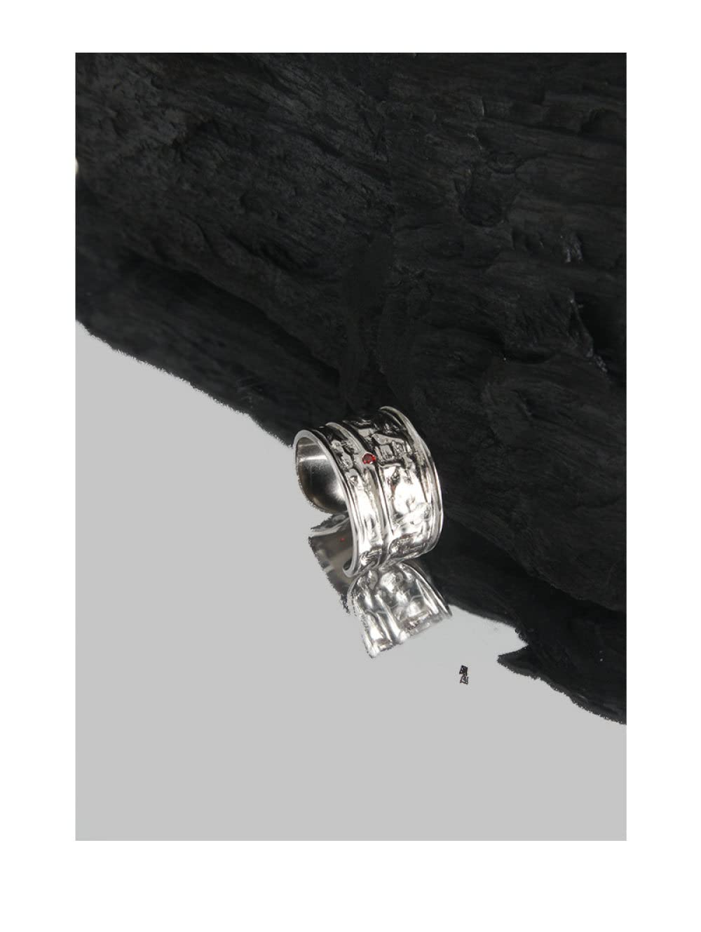 HGJH Verstellbarer Ring, S925 Sterling Silber Textur Zirkon Ring Verstellbare Ringe Unregelmäßigkeit Offener Ring Silber Daumenring Ewigkeitsring Hochzeit Charme Schmuck Geschenke Für Männer Mädchen