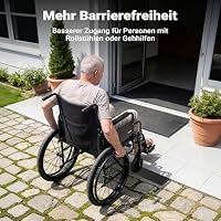 Wiltec Türschwellenrampe 900x140x15 mm für Rollstuhl & Rollator, schwarz, Rollstuhlrampe aus Vollgummi, rutschfeste Oberfläche, Bordsteinrampe kürzbar – Ansicht 5