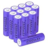 ABCTOY 14500 Rechargeable Battery 3.7V Li-ion Batteries 2500mAh Large Capacity Button Top 12 Pack for Flashlight Headlamp