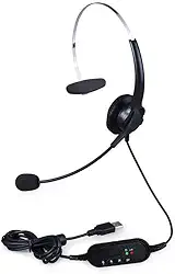 KKmoon Fone de ouvido com fio USB de um lado para call center Fone de ouvido monaural com microfone ajustável Botão de controle de volume mudo para computador de escritório, PC, laptop