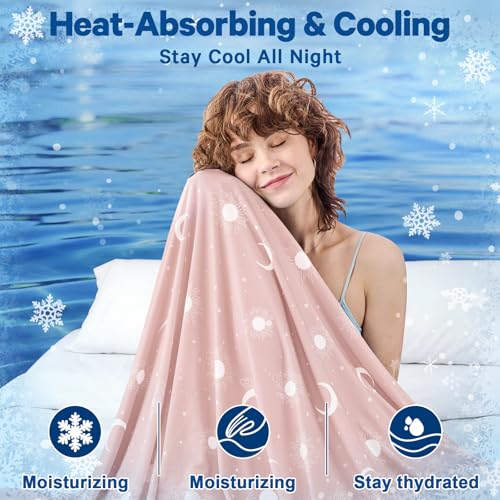 Image of inhand Cooling Blanket Throw(50 inchx60 inch) - Double Sided Cooling Blankets for Hot Sleepers, Cool Soft Lightweight Summer Blanket for Beach, Sofa Bed Couch, Room Decor, Gifts for Women Men Sakura Pink