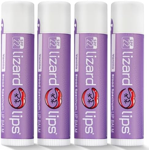 LizardLips SPF 22 Vanilla Lip Balm โ Natural Hydrating Moisturizing Lip Sunscreen, Smooth Classic Flavor, Fun Quirky Beach Vacation Essentials