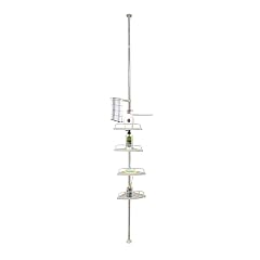 FixtureDisplays Bathtub and Shower Tension Storage Corner Caddy W Stainless Steel Fixed Bar 3 3-10 Adjustable Height 15930