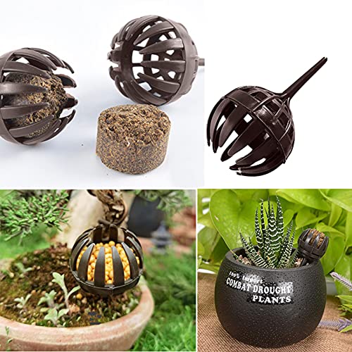 Kingsea 100 Pcs Bonsai Fertilizer Box,Mini Automatic Plant Fertilizers Baskets,Plastic Planting Nutrition Cups Slow Release Fertilization Control Container (Small,Green) #TOP6
